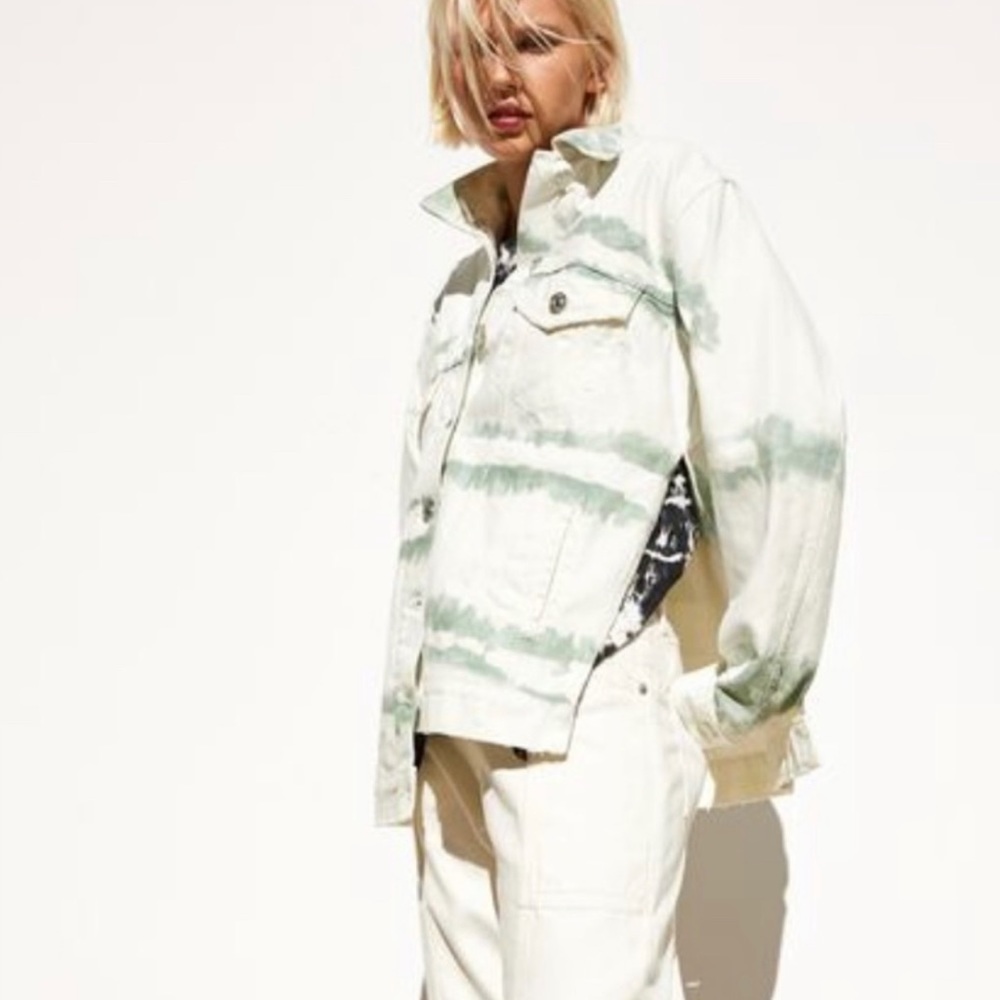 Unique tie dye white denim jean shacket small - Picture 1 of 5